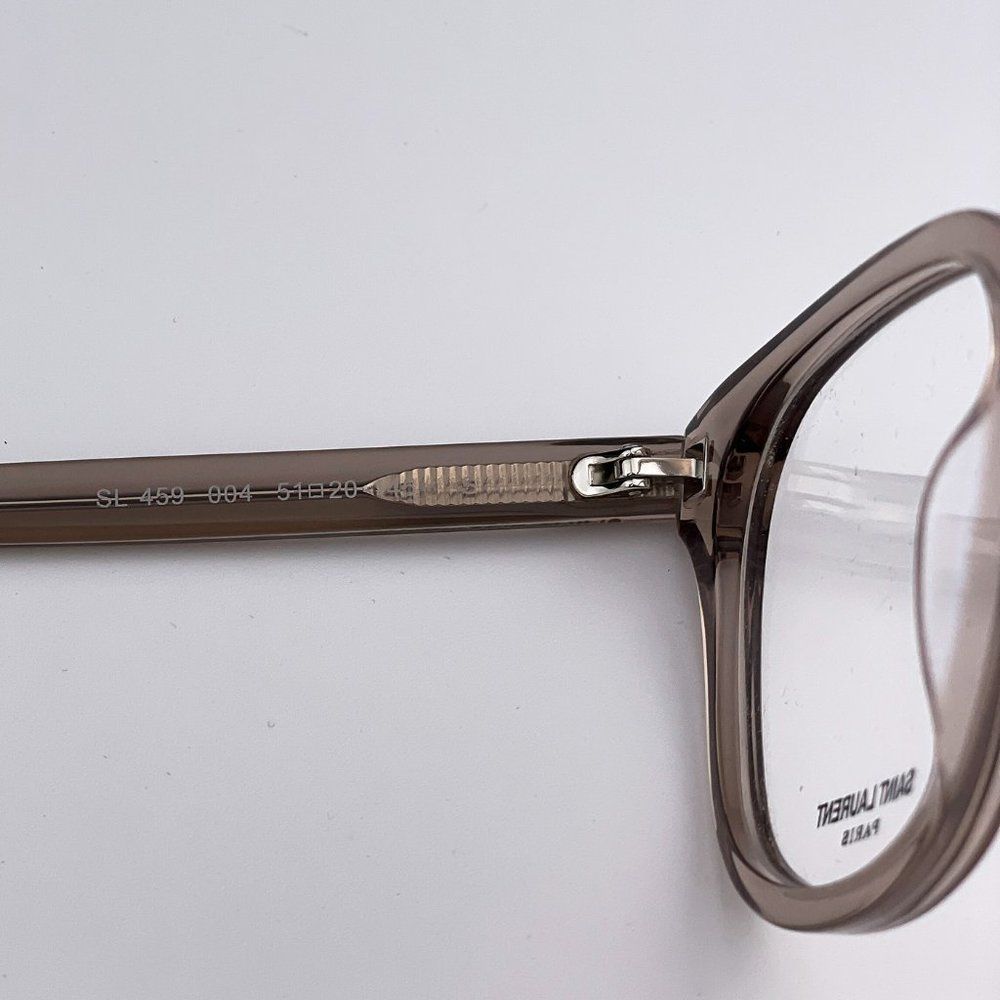 Saint Laurent SL459 004 Eyeglasses Transparent Light Brown Rounded Oval Men - Picture 7 of 10